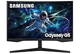 Samsung 27" (68.5cm) Odyssey G5 2K Curved Gaming Monitor|QHD 2560 X 1440|1000R Curved|165Hz|1ms(MPRT)|300nits|Ports-HDMI,DP,Headphone|DP Cable|HDR10|FreeSync|LS27CG550EWXXL|Black